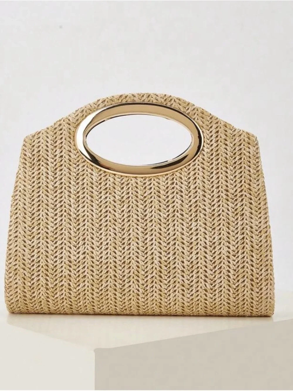 NEW Clutch Handbag with Gold Handle and Chain Strap - Picture 3 of 9